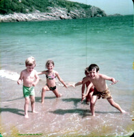 1970 - Bar Harbor MN - Stephen, Scott and friends in the surf
