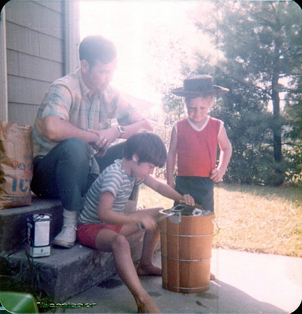 1972-08 - Westover AFB MA - Roy Tom, Scott and Stephen making ice cream
