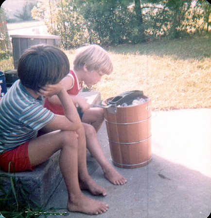 1972-08 - Westover AFB MA - Scott and Stephen making ice cream