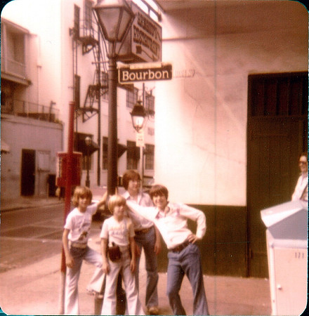 1977 - New Orleans LA - Darien, Stephen, Danny and Scott on Bourbon Street