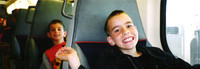 2003-07-08 Nathan and Felix on CalTrain